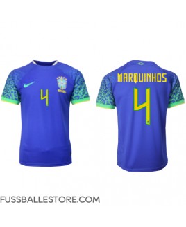 Günstige Brasilien Marquinhos #4 Auswärtstrikot WM 2022 Kurzarm